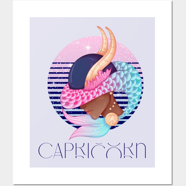 Capricorn Zodiac Sign | Circle Beautiful Girl Wall Art by Violete Designs